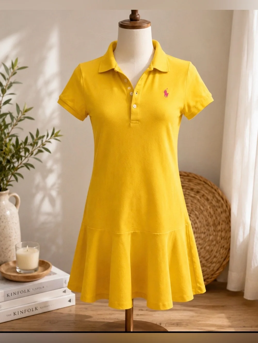 Polo ralph Lauren short sleeve yellow Dress with Logo size xl
